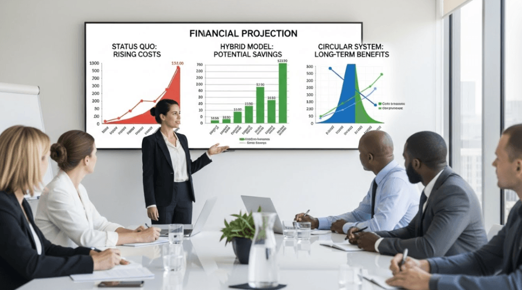 Zero waste business model financial comparison presentation to executives
