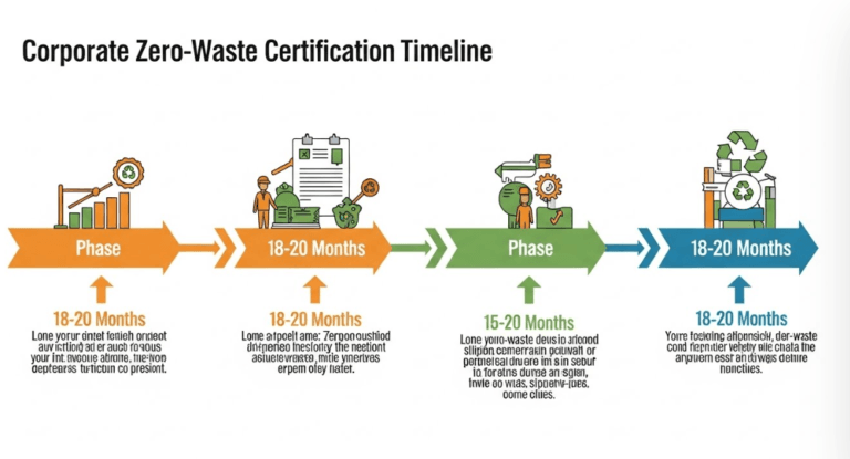Corporate zero waste certification timeline roadmap with implementation phases